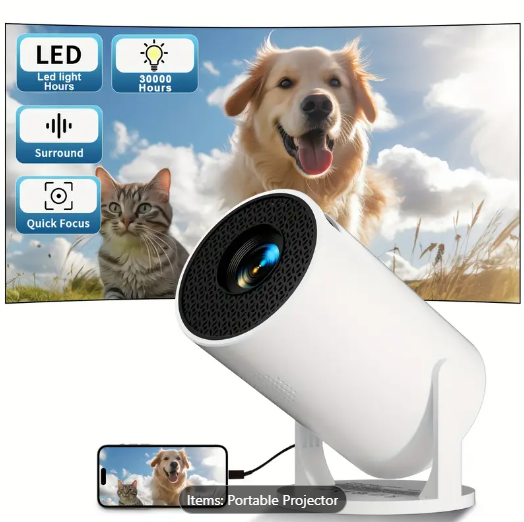 Portable projector, 4k video resolution